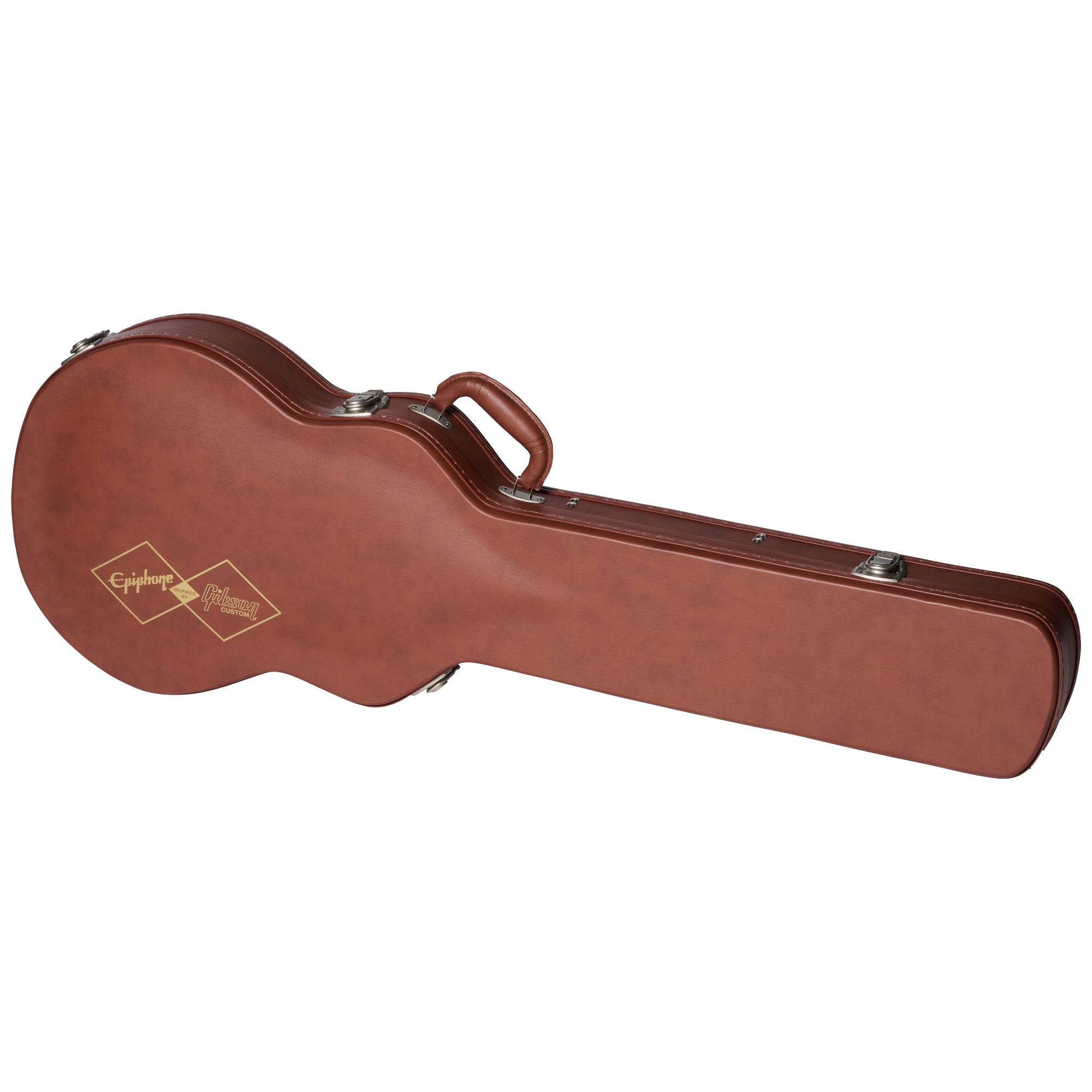 Gitarrenkoffer, Hartschalenkoffer, braunes Kunstleder, Metallverschlüsse, Tragegriff